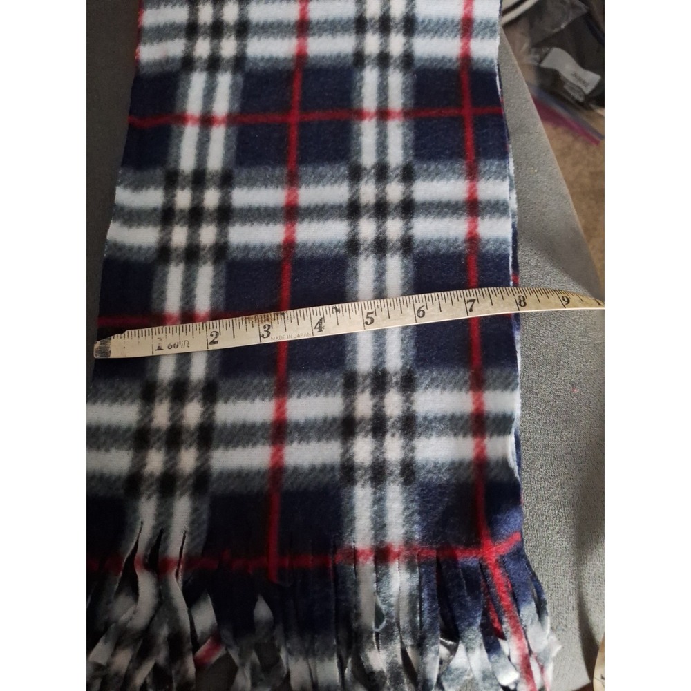 Unisex Kids 54"× 8" Gray Black Plaid Fringed Lightweight Warm Fleece Scarf 280